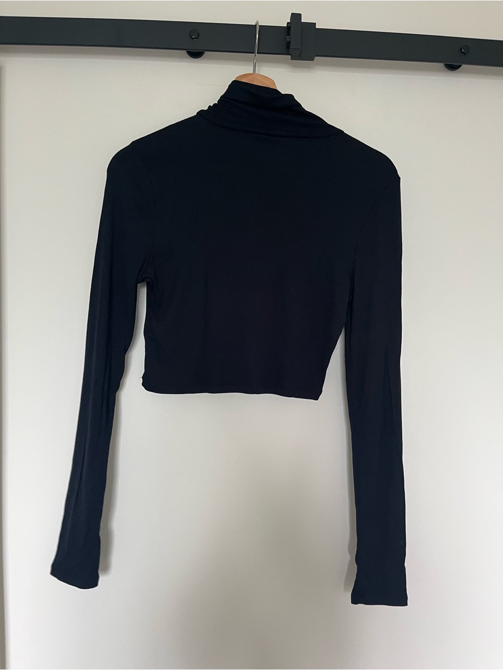 Sunday Best Black Cropped Turtleneck Long Sleeve Top